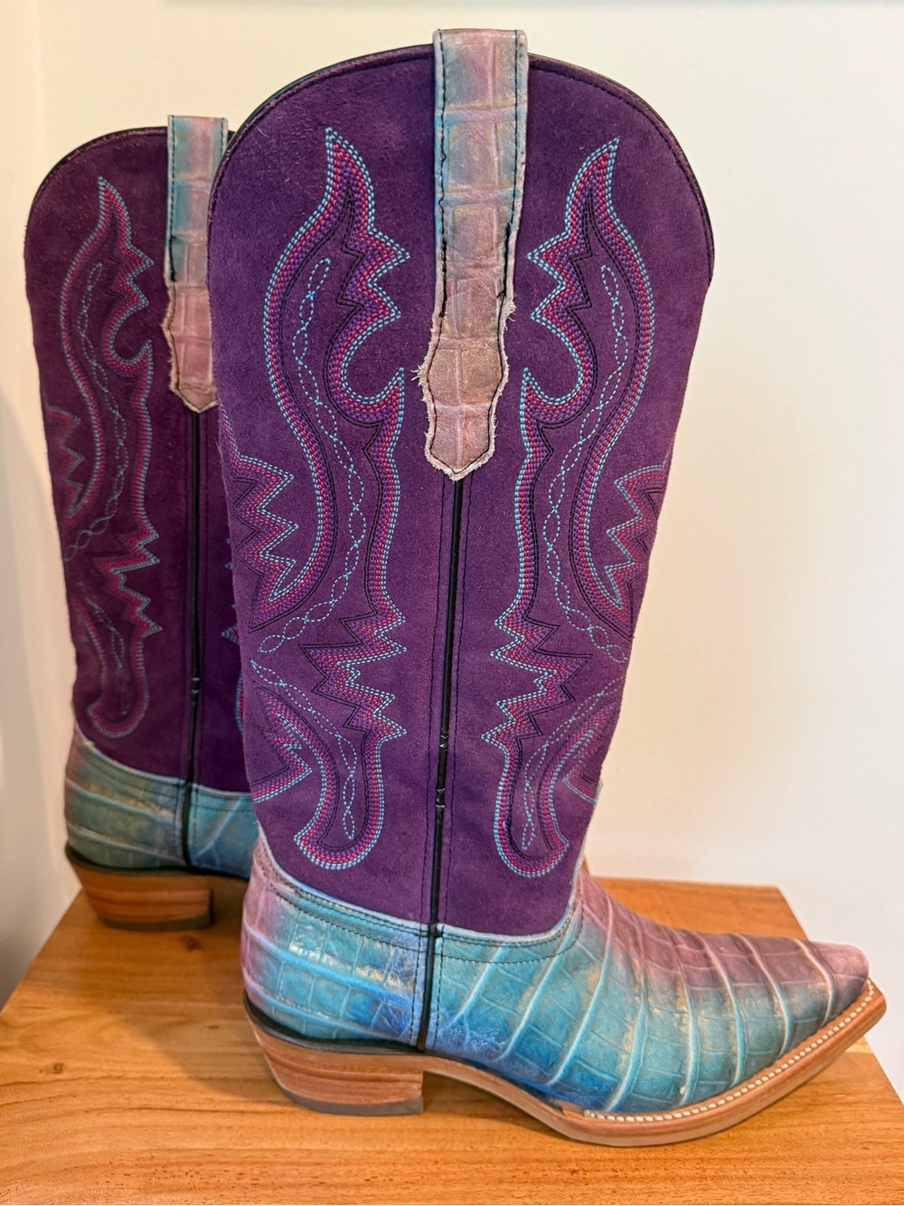 Dingo Caterina Royale Purple Caiman Print Western Boots Size 9 - Picture 4 of 16